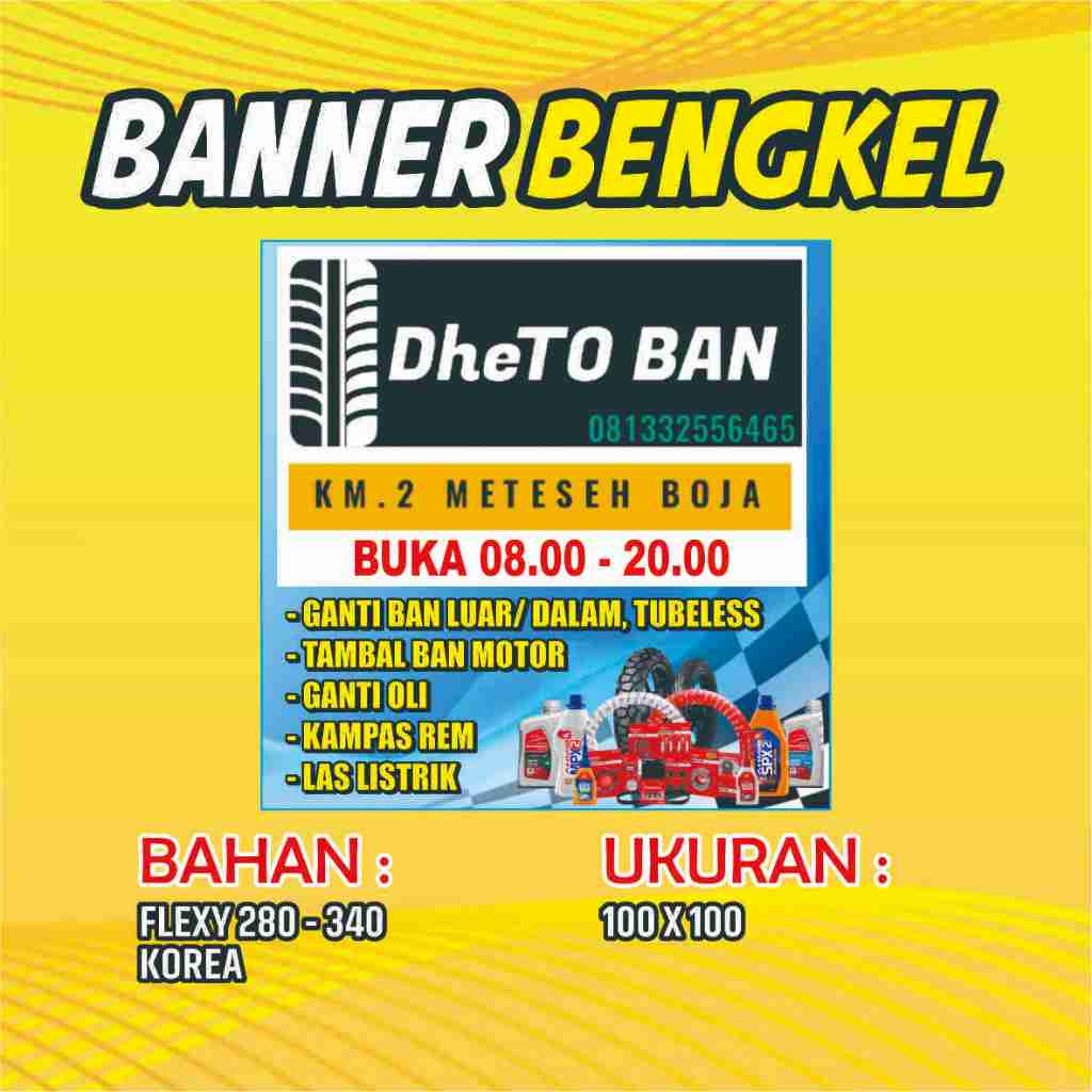 Spanduk Banner Bengkel/ Banner Bengkel Custom/ Free Desain/ Spanduk Bengkel