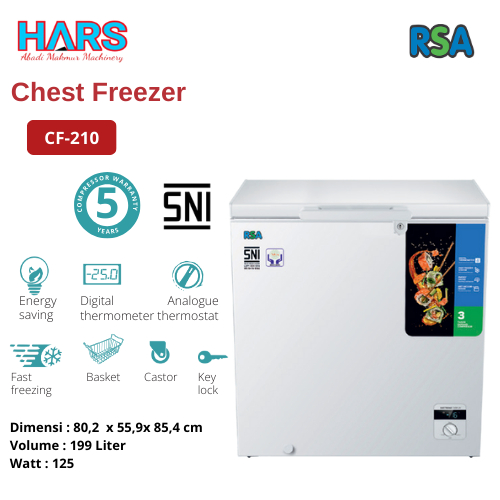Chest Freezer RSA CF-210 / Freezer 199 Liter Box Pembeku RSA