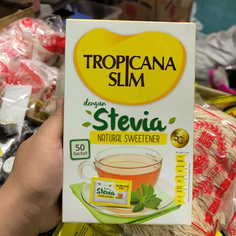 

Tropicana Slim Natural Sweetener dengan Stevia isi 50 sachet - Pemanis Alami untuk Batasi Gula