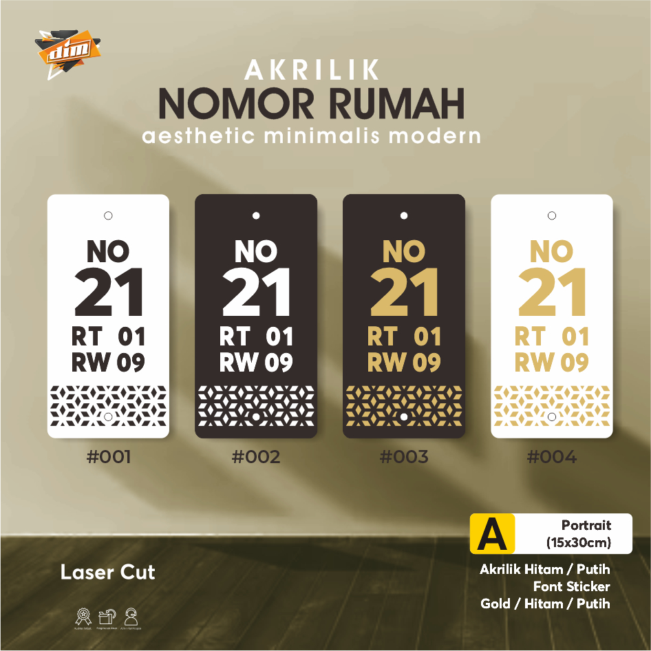 NOMOR RUMAH AKRILIK / NOMOR RUMAH AKRILIK CUSTOM HURUF STIKER / NOMOR RUMAH AKRILIK CUSTOM ORNAMENT 