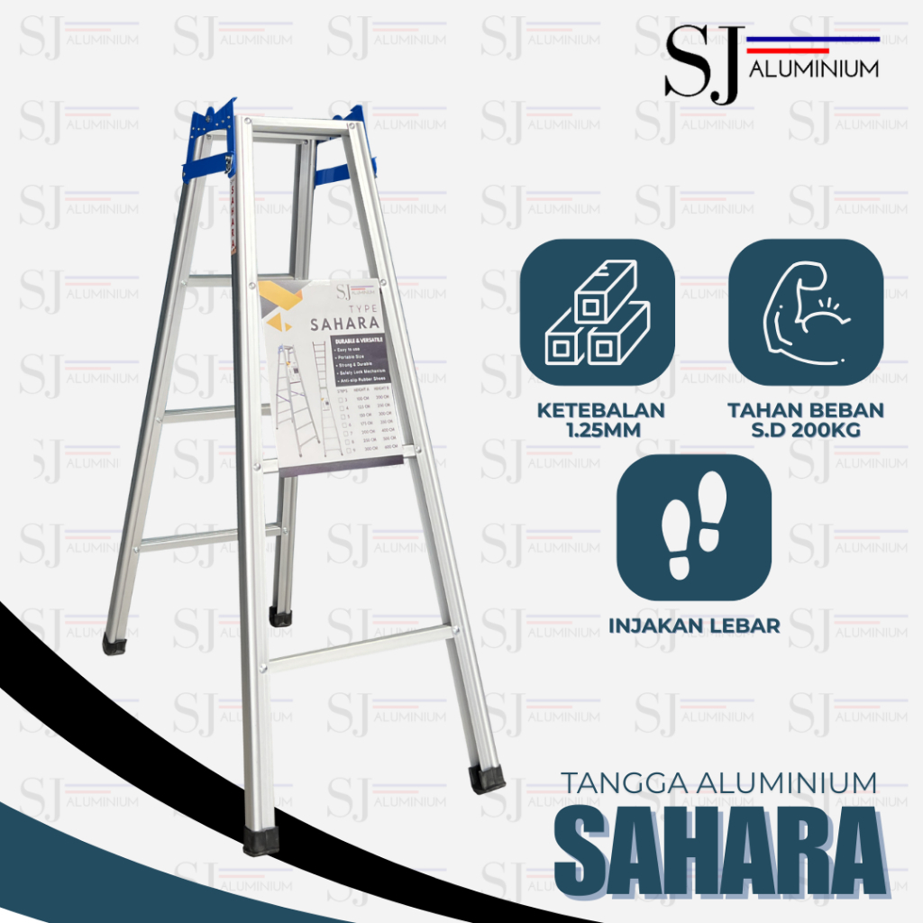 TANGGA SAHARA - Tangga Lipat Aluminium - Tangga Aluminium / Aluminium Ladder - JUMBO Biru 1,25 M / 1
