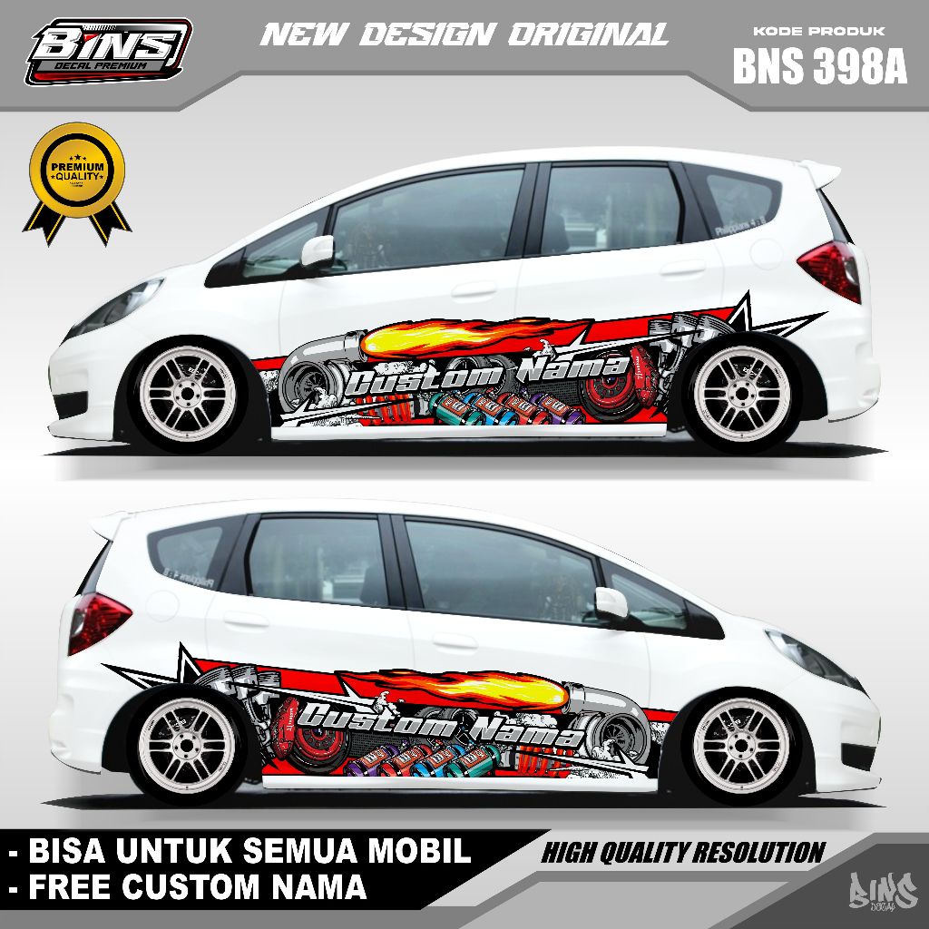 BNS 398-STIKER DECAL MOBIL CALYA AGYA SIGRA XENIA BRIO JAZZ GRATIS CUSTOM NAMA