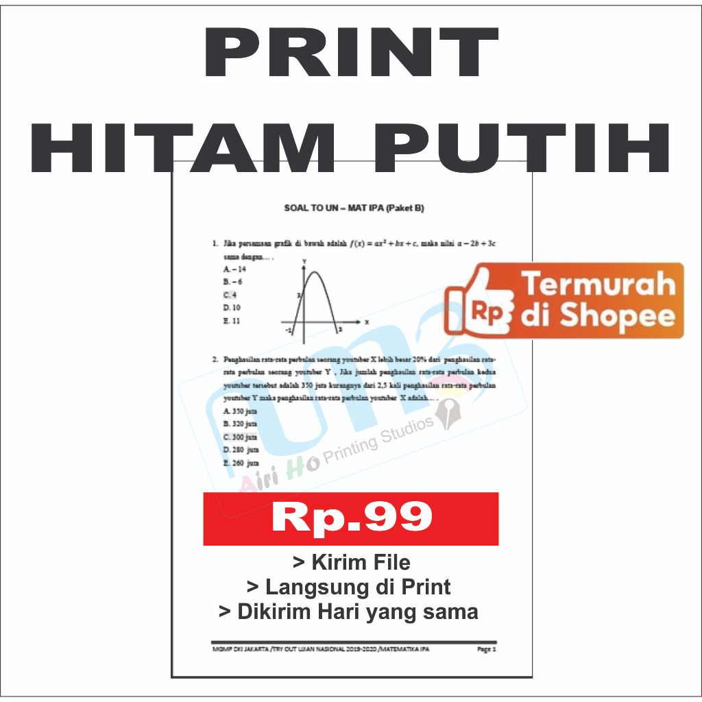 

CETAK PRINT A4 HITAM PUTIH 75 GSM HARGA MURAH