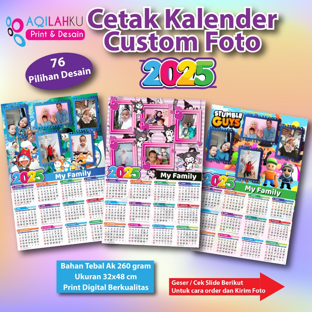 

(BISA COD) Kalender Foto 2025 (CUSTOM) - KALENDER DINDING 2025 KUALITAS TERBAIK
