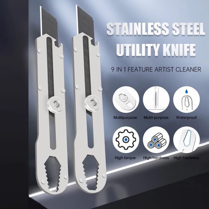 

[ COD ] Pisau Cutter Stainless 9IN1 Multifungsi Tahan Karat