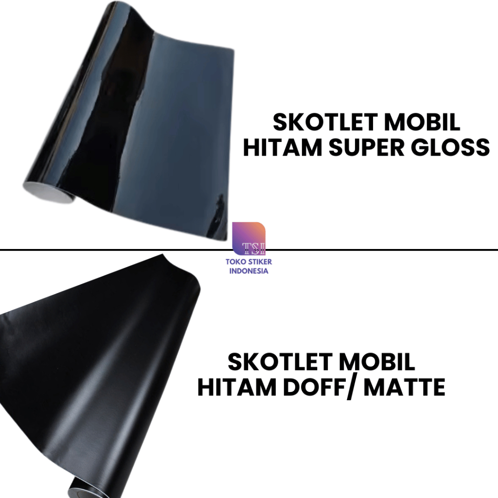 Sticker Skotlet Hitam Doff Glossy Motor Mobil Polos Warna Piano Black Metalik Matte Mengkilap Tahan