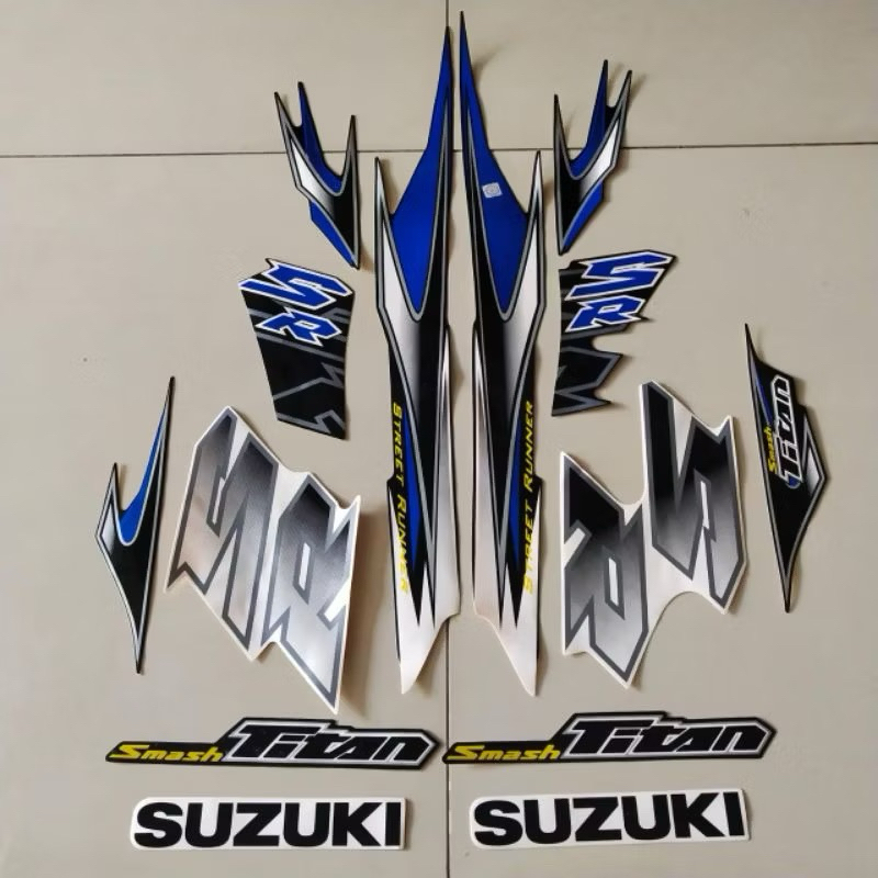 STIKER STRIPING LIS BODY SUZUKI SMASH TITAN 110 SR 2010 PUTIH HITAM