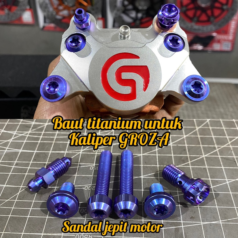 BAUT TITANIUM KALIPER GROZA ATAU BREMBO BAUT TITANIUM UNTUK KALIPER BREMBO 2 PISTON BAUT TITANIUM KA