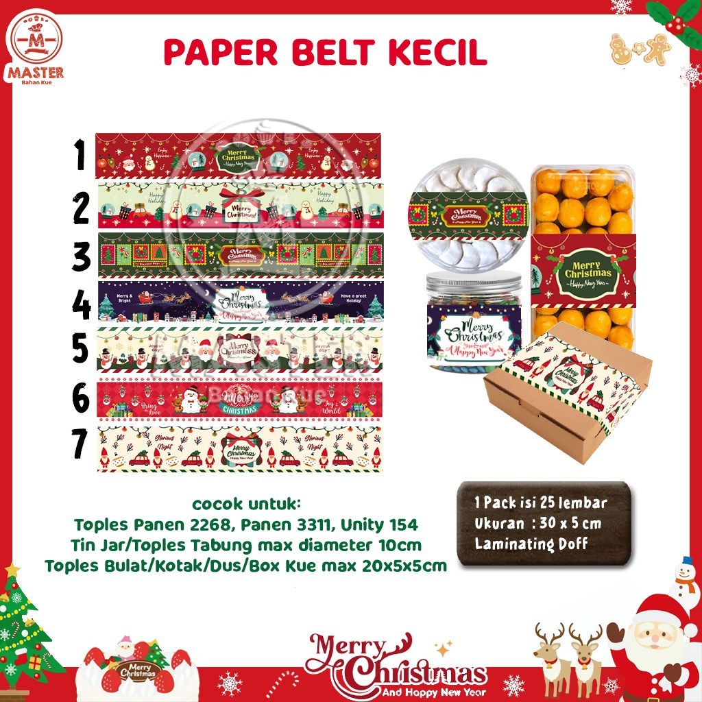 

Pita Toples Natal / Paper Belt Merry Christmas Kecil [Per 25 Lbr]