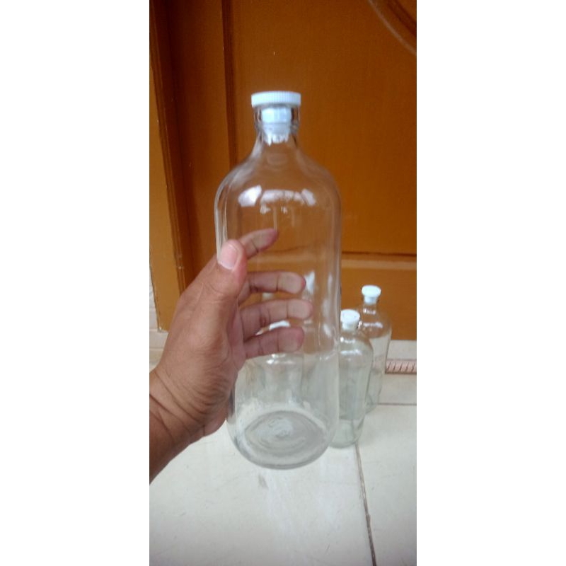 BOTOL KACA untuk BENSIN/JAMU ukuran 1liter