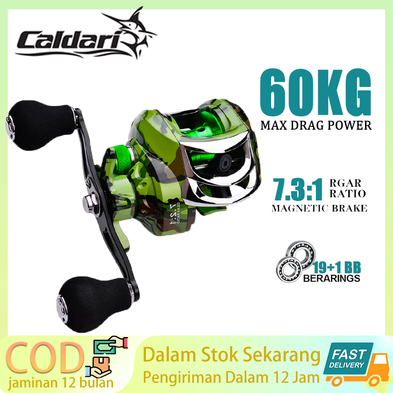 CALDARI  Fishing Reel  Fishing Rod Set  Pancing BC Reel 7.2:1 Metal Fishing Reel Max Drag 8kg Sistem