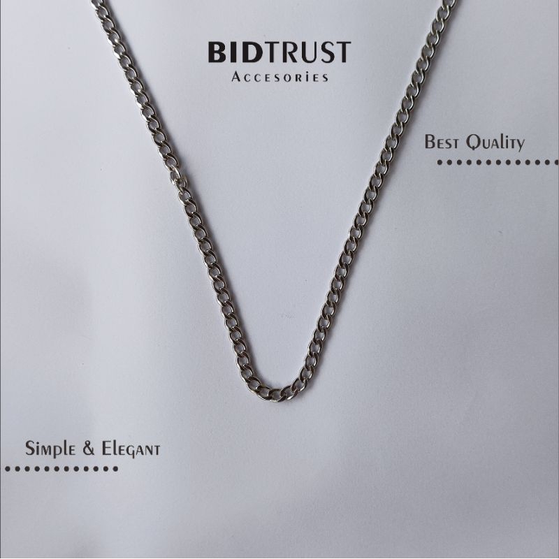 KALUNG TITANIUM RANTAI SILVER 6mm • Simple Elegan Asli Original Premium Anti Tidak Karat Luntur Mode