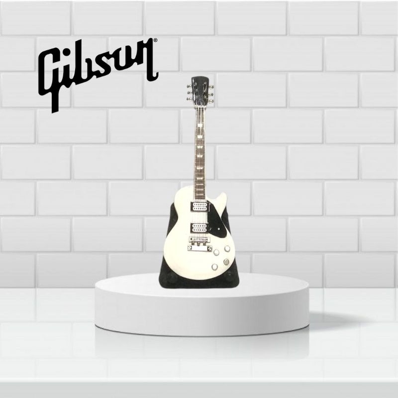 MINIATUR GITAR GIBSON LES PAUL WARNA PUTIH 1:12 (11cm)