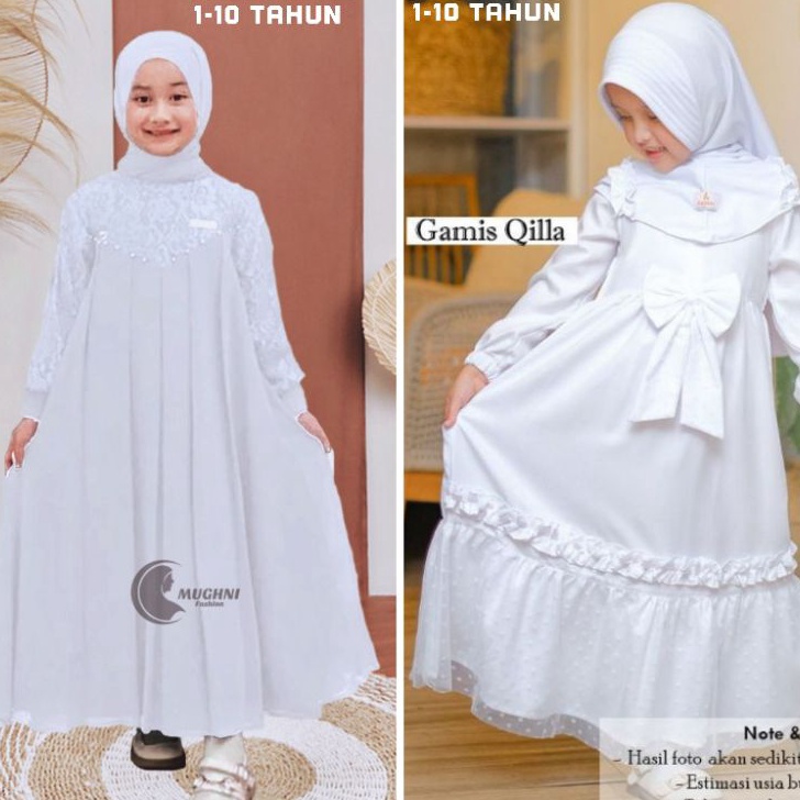 AMAN INARA Gamis Anak Putih 113 Tahun Gamis Anak Perempuan Manasik Anak Tk Baju Gamis Anak Putih