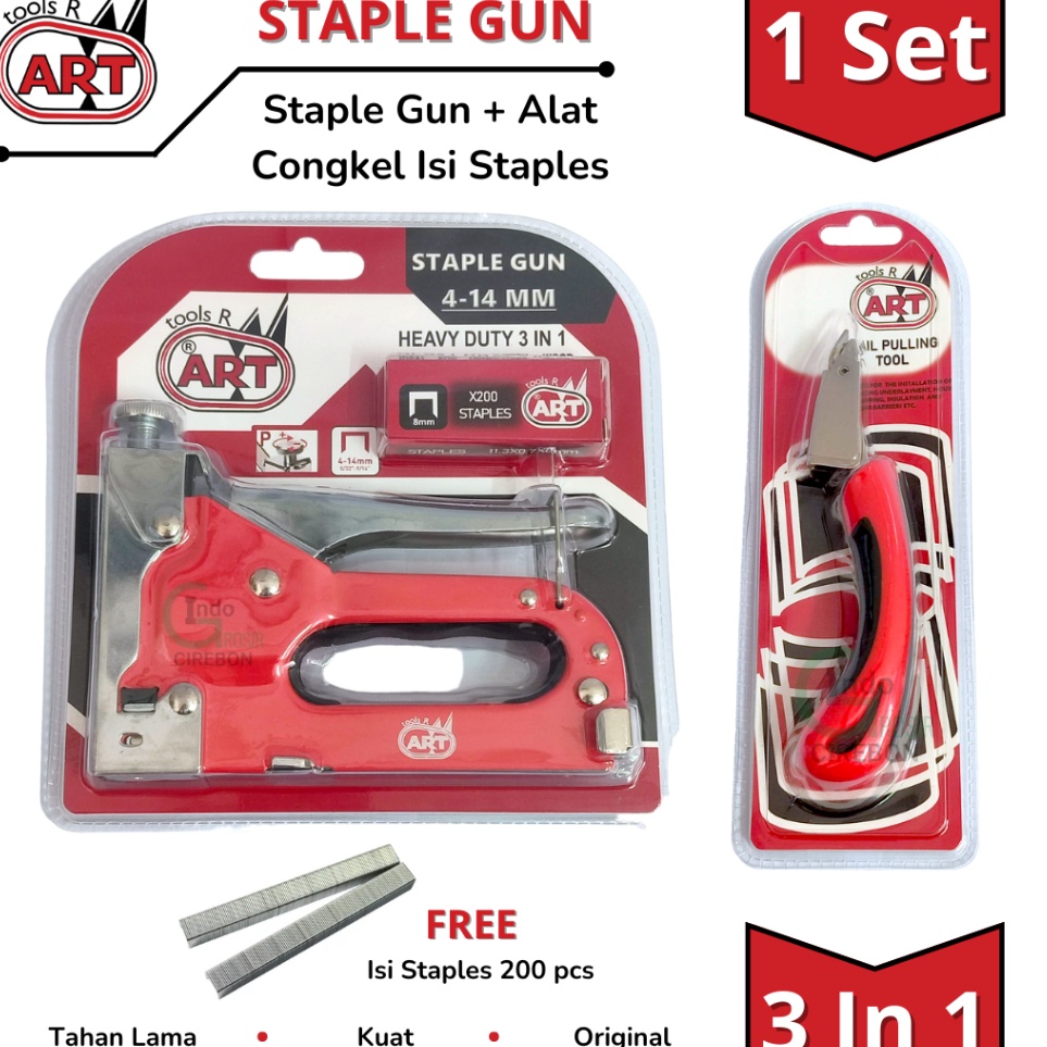 

Grosir Merakyat ART 1 SET Staple Gun Tacker 3 in 1 Congkelan Isi Staples Alat Cabut Pembuka Pencabut Pelepas Isi Staples Stapler Nail Pulling Tool Tembakan Steples Staples Stapler Warna Merah