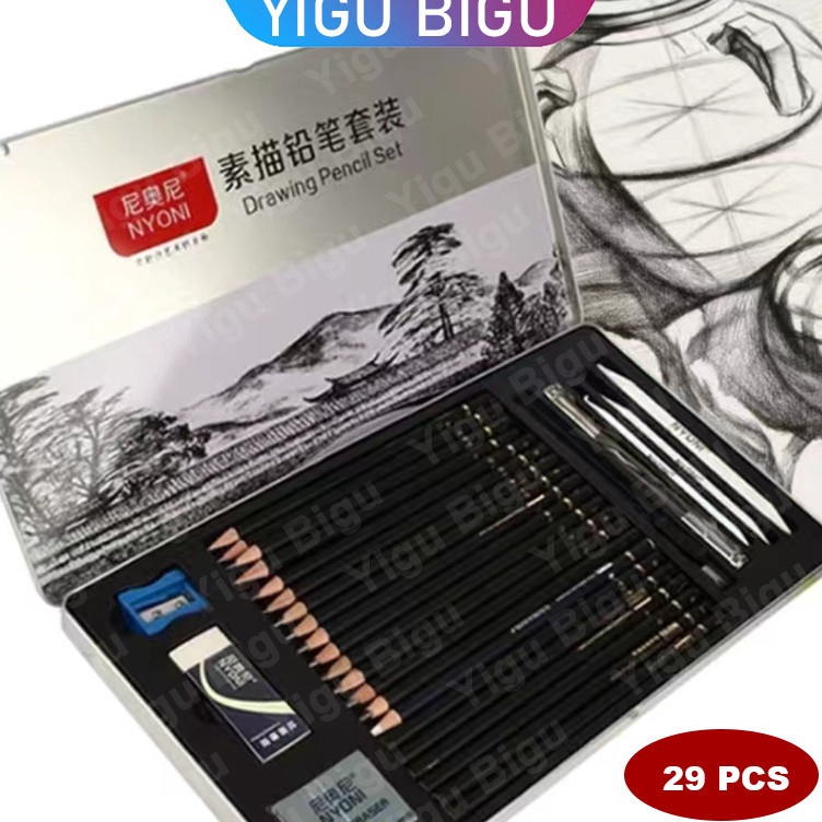 

Obral Terbaik 29 Pcs Pensil Sketsa Set Pensil Kotak Besi Tirai Pensil Set Lengkap Alat Gambar Tangan Siswa Pensil Arang Lembut Profesional