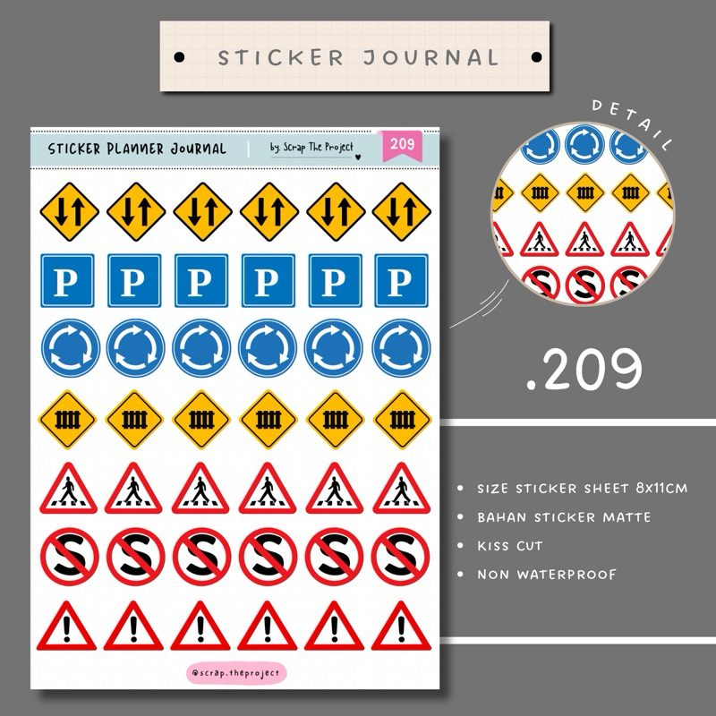 

STICKER PLANNER JOURNAL / TRAFFIC SIGN DECO STICKER / STP - 209