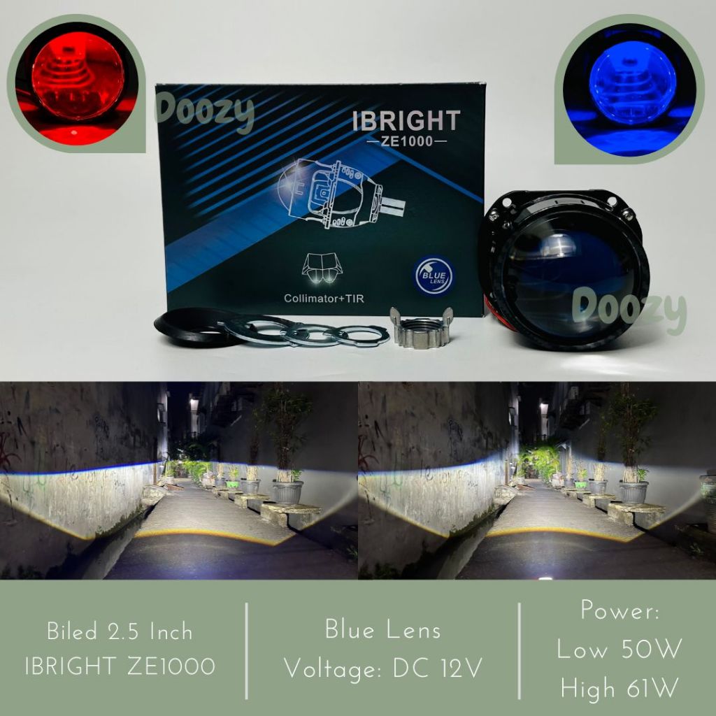 IBRIGHT ZE1000 Biled 2.5 Inch Blue Lens Plus Kipas