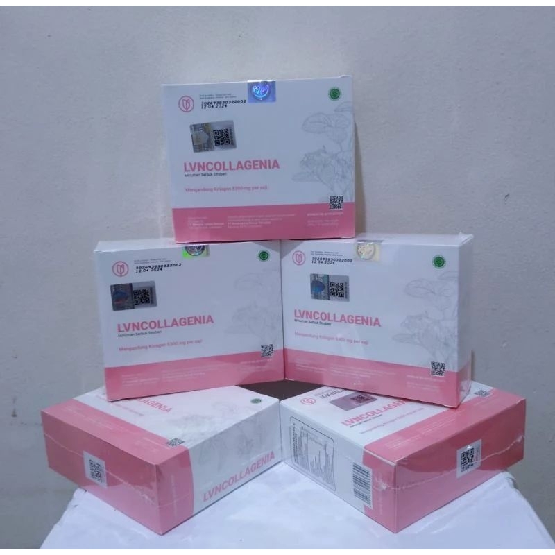 

[ PAKET @5BOX ] L V N C O L L A G E N I A ORIGINAL RASA STROWBERRY BPOM GARANSI 100% UANG KEMBALI