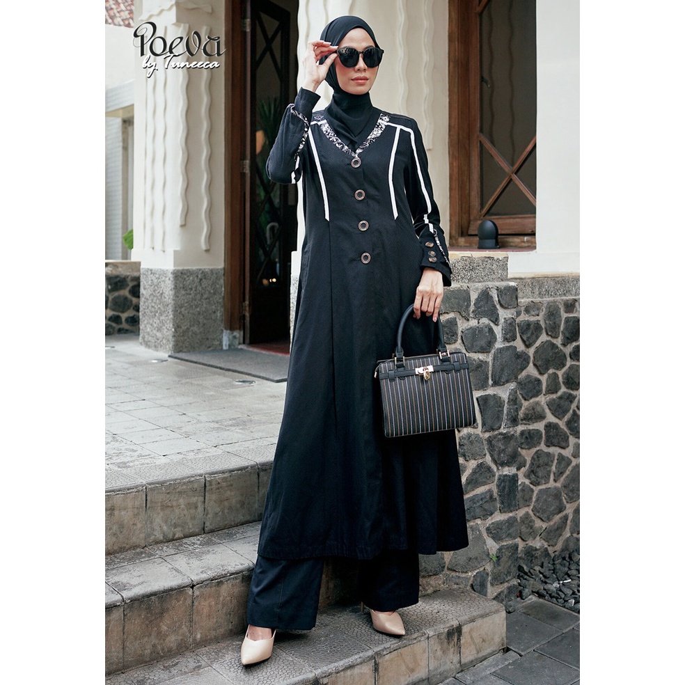 KODE C47F TUNEECA POEVA MIDI COAT Ivanka  PV2231  Atasan Wanita Modern