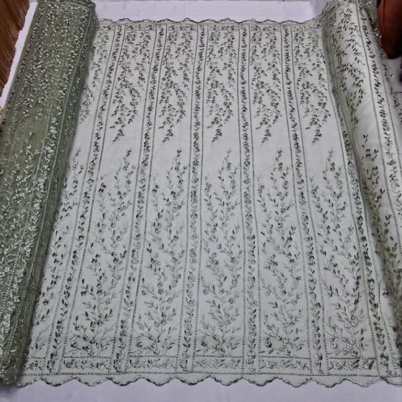 Rb (COD) Kain Organza Bordir / Bahan Tile Organza Bordir, Motif Tile Sumba