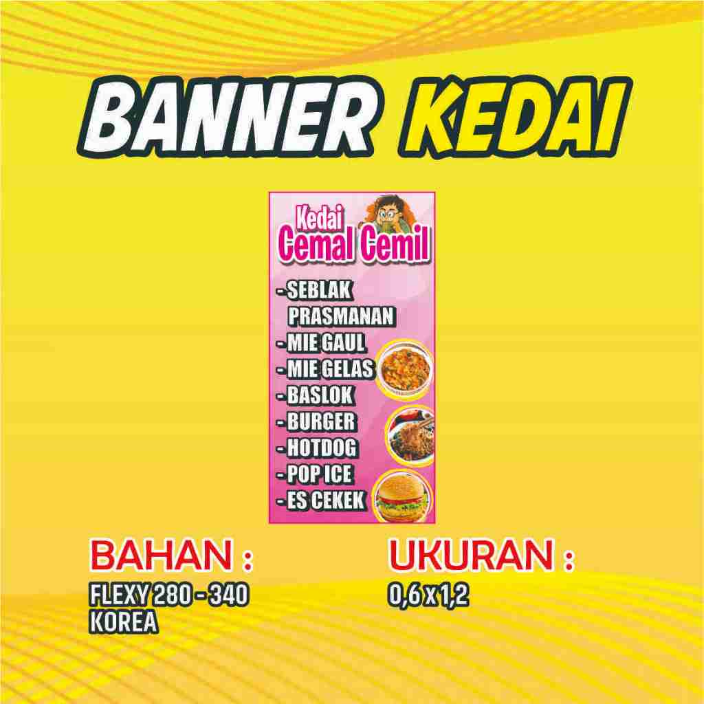 Spanduk Banner Kedai/ Banner Kedai Makan/ Free Desain/ Spanduk Kedai Makanan