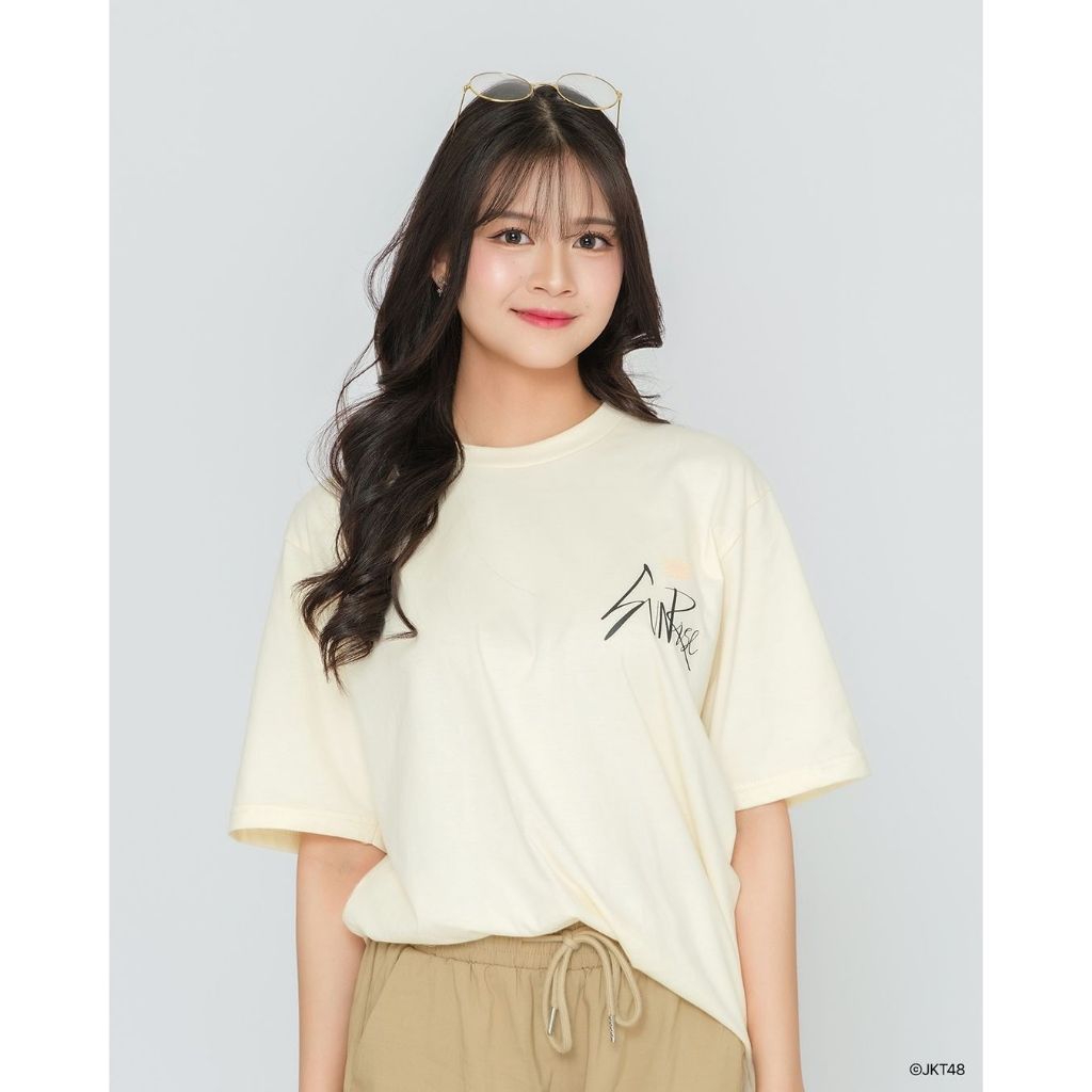 Kaos JKT48 Birthday Angelina Christy 2024 Tshirt Wanita Free pc/Goodibag Cotton Ivory