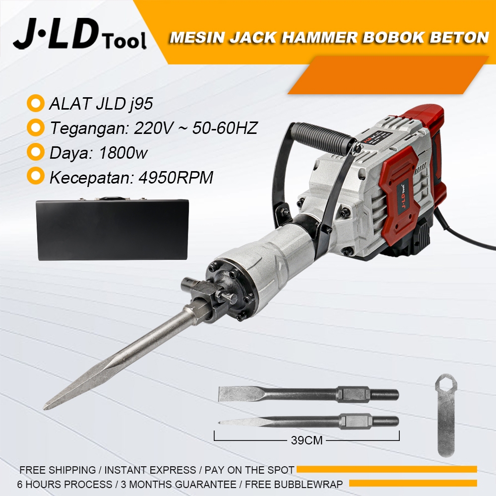 JLD Mesin Jack Hammer Bobok Beton 1800W Demolition Hammer 100% Baru Asli Promo Gratis Pahat Pahat be