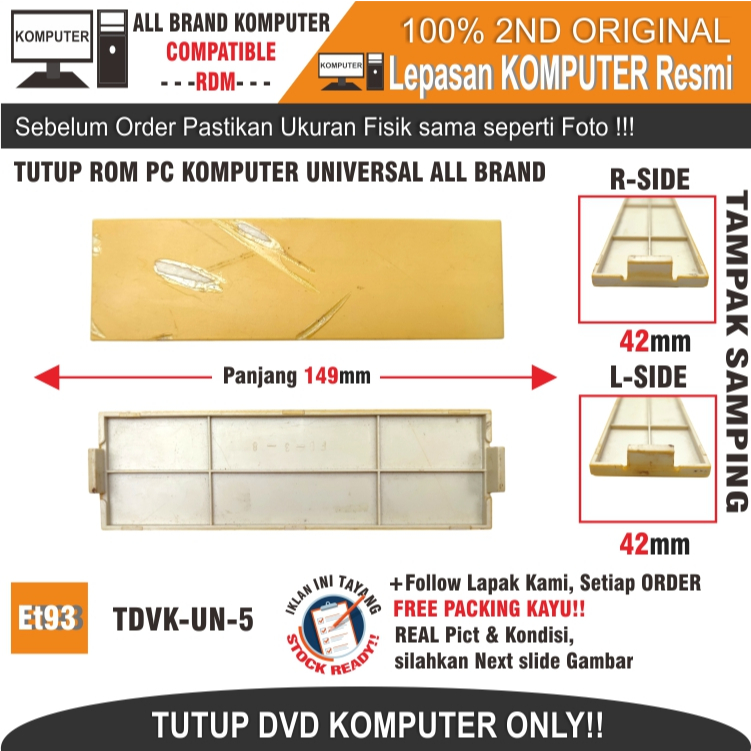 ET93 TDVK-UN-5 TUTUP DVD ROM INTERNAL PC KOMPUTER UNIVERSAL ALL BRAND