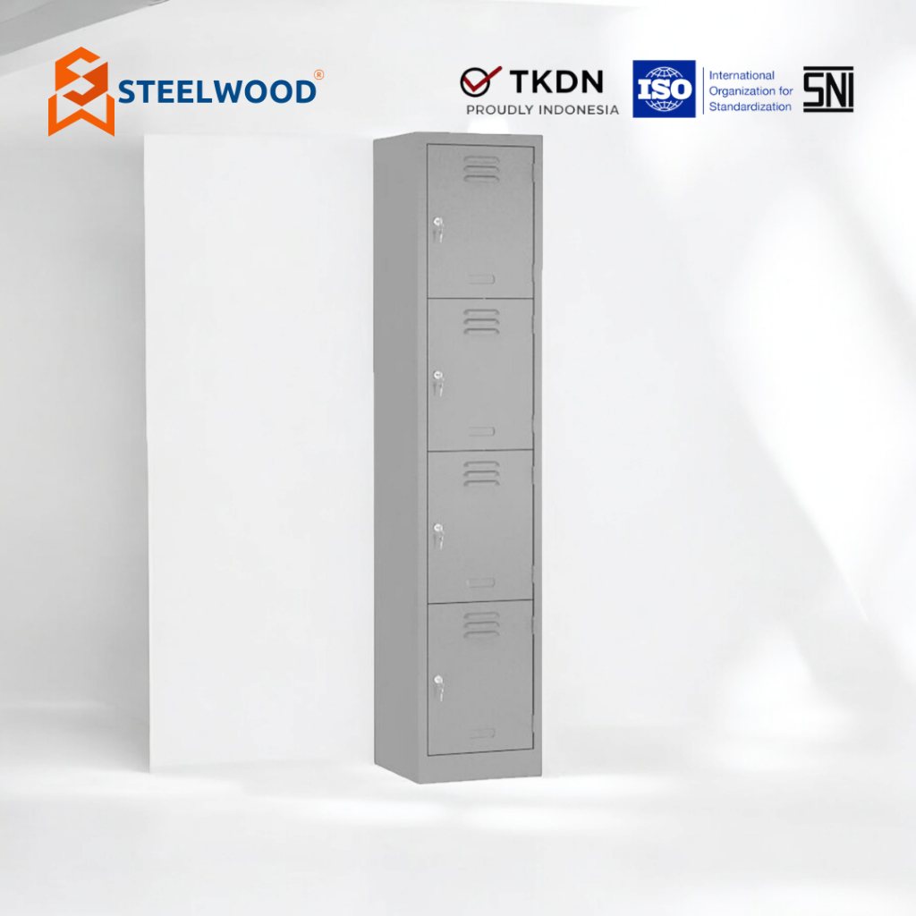 STEELWOOD || LOCKER BESI 4 PINTU/LOCKER ARSIP/LOCKER PENYIMPANAN/LOCKER ARSIP SERBAGUNA/LOCKER BERKA