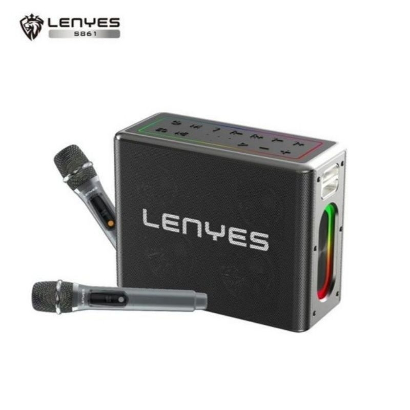 LENYES KTV S861 150W RGB LED LIGHT WIRELEES SEPEKER + MICROPHON KAROKE BLUETOOTH 5.0 PORTABLE
