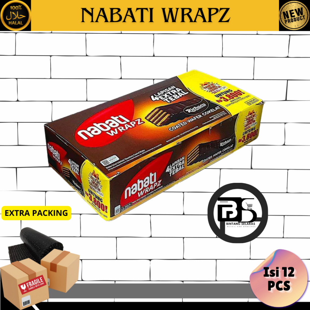 

NABATI WRAPZ WAFER COATED DIBALUT COKLAT 1 BOX ISI 12 PCS