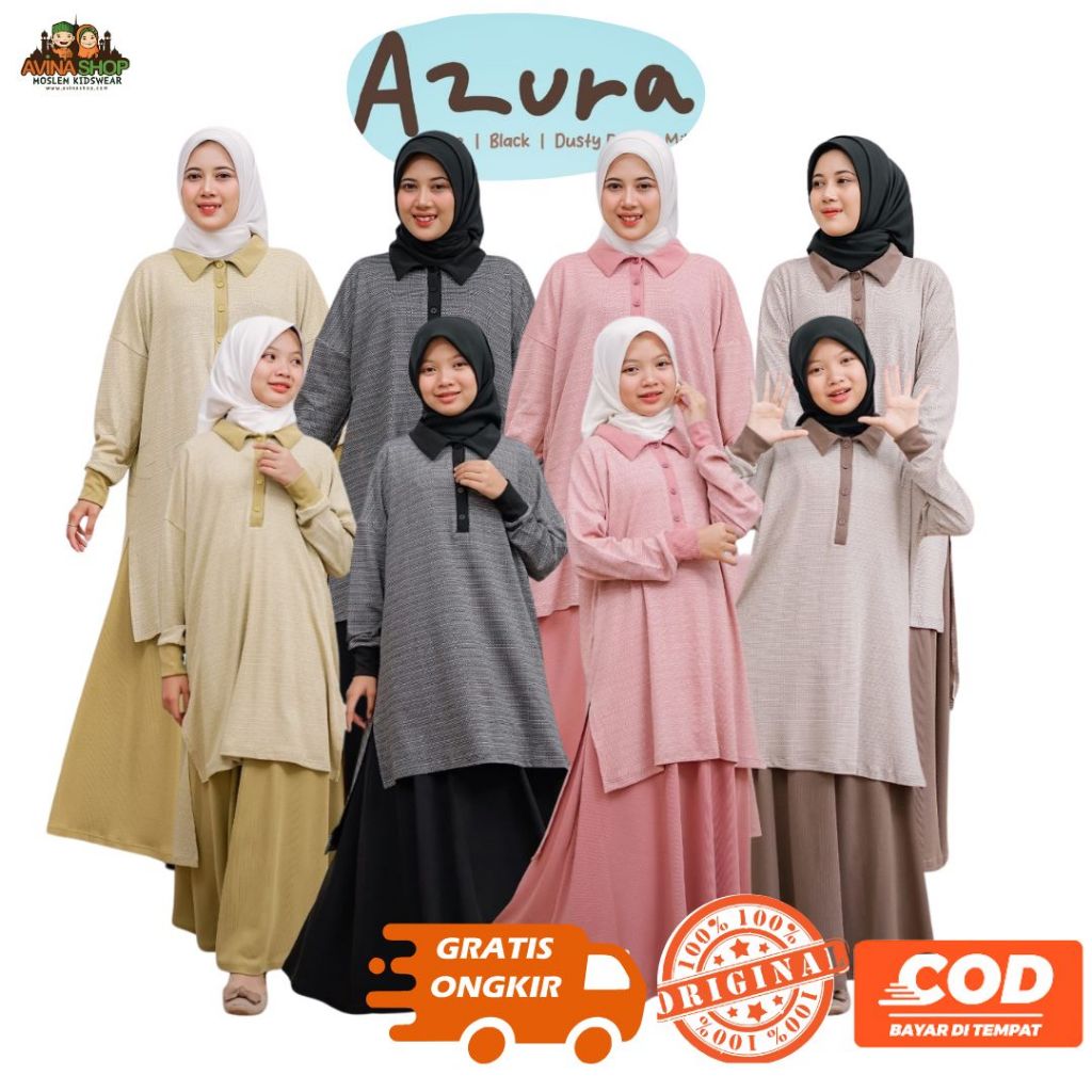 setelan tunik dan rok anak / setelan baju muslim anak tanggung / set tunik rok anak remaja / baju mu