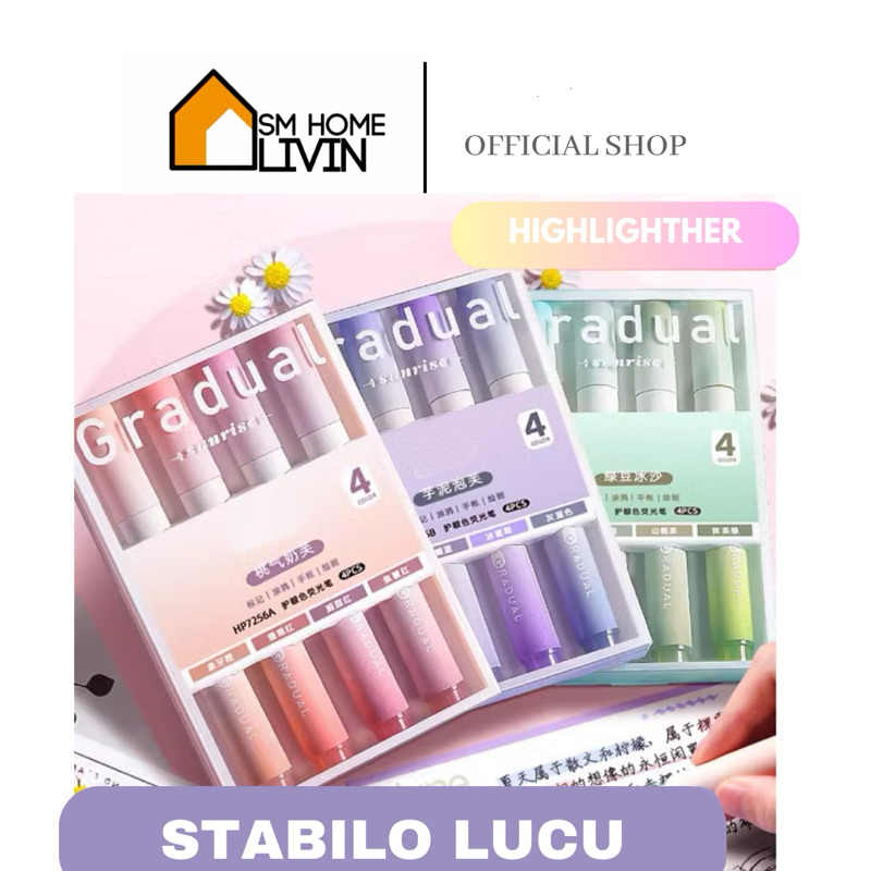 

SM HOME- STABILO HIGHLIGHTER WARNA PASTEL ALAT TULIS TEXLINER WARNA GRADASI STATIONERY