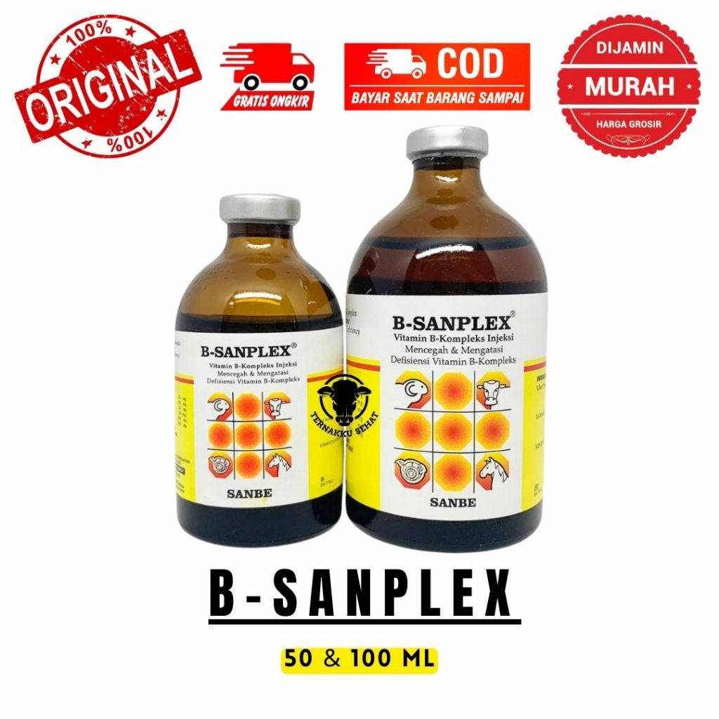 B Sanplex 50 ml dan B Sanplex 100 ml Vitamin B komplek Hewan SANBE