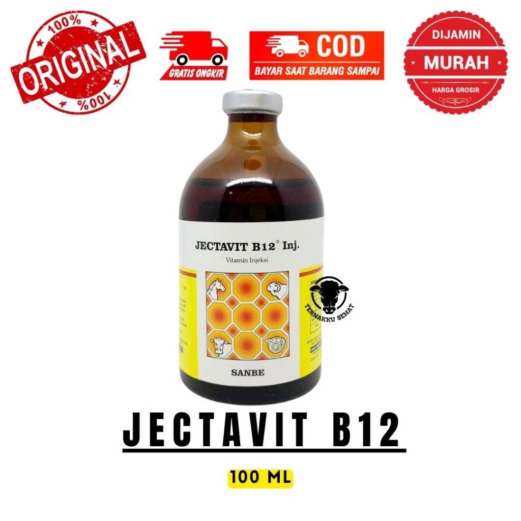 JECTAVIT B12 100 ml - Vitamin B12 Sapi Domba Kambing Kuda Babi Kucing Jektavit