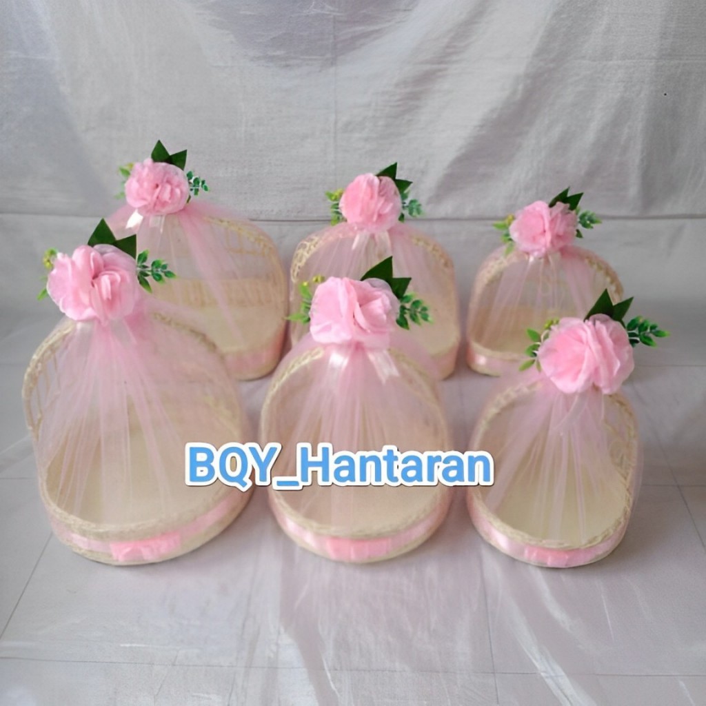 KERANJANG BULAT PAKET KOMPLIT KERANJANG PARSEL + KAIN TILE + PITA BUNGA / KERANJANG ROTAN / KERANJAN