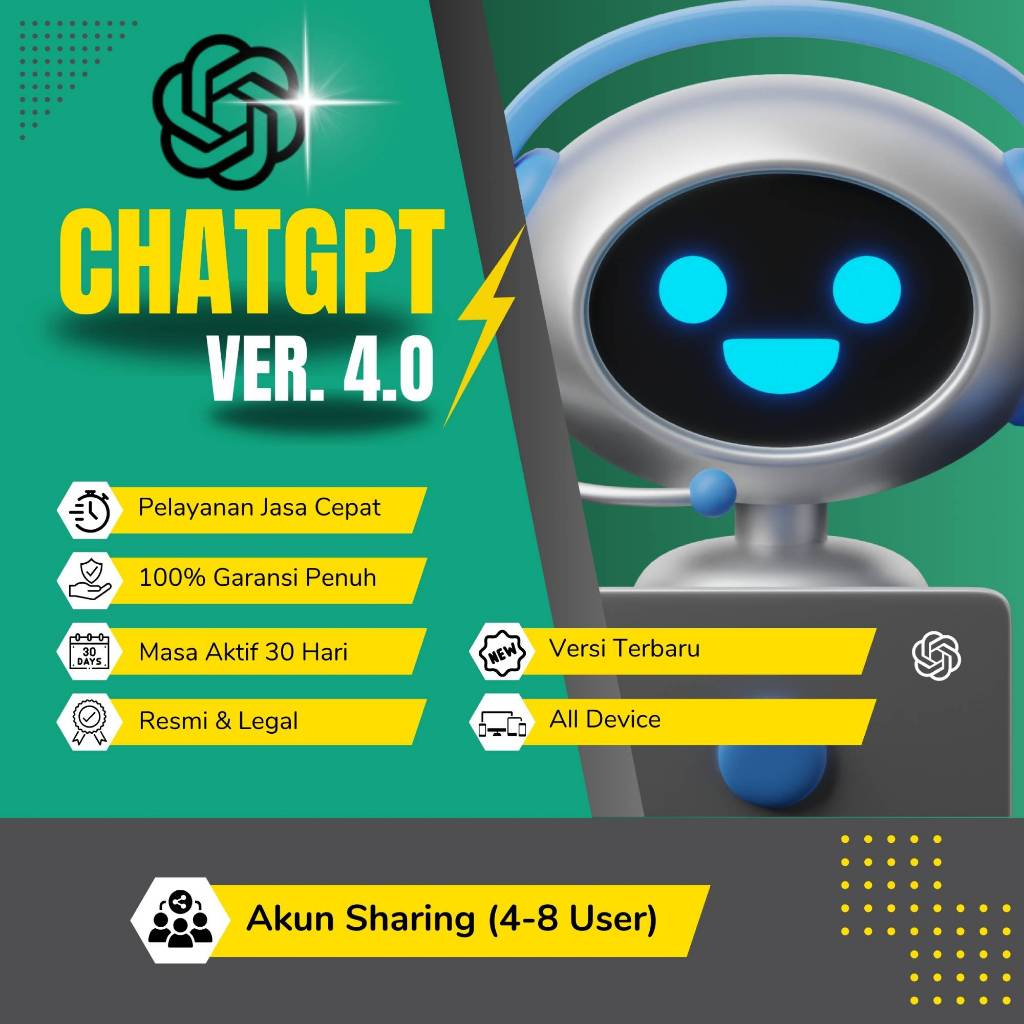 ChatGPT + Premium || Akun Resmi OpenAi || Support All Device || Dall-e Explore Capcut