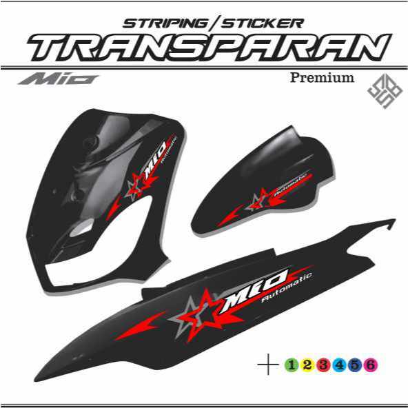COD STICKER STRIPING VARIASI TRANSPATAN YAMAHA MIO SPORTY/SMILE/OLD VARIASI MOTIF BINTANG SIMPLE BAR