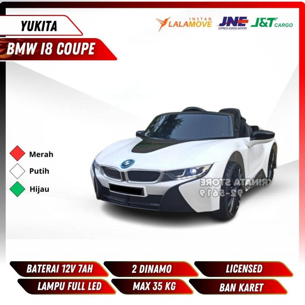 Mobil mainan aki - BMW i8 - YUKITA 1001