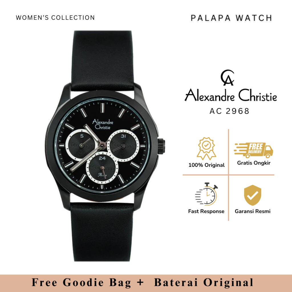 Jam Tangan Wanita Alexandre Christie AC 2968 / AC2968 Leather Original
