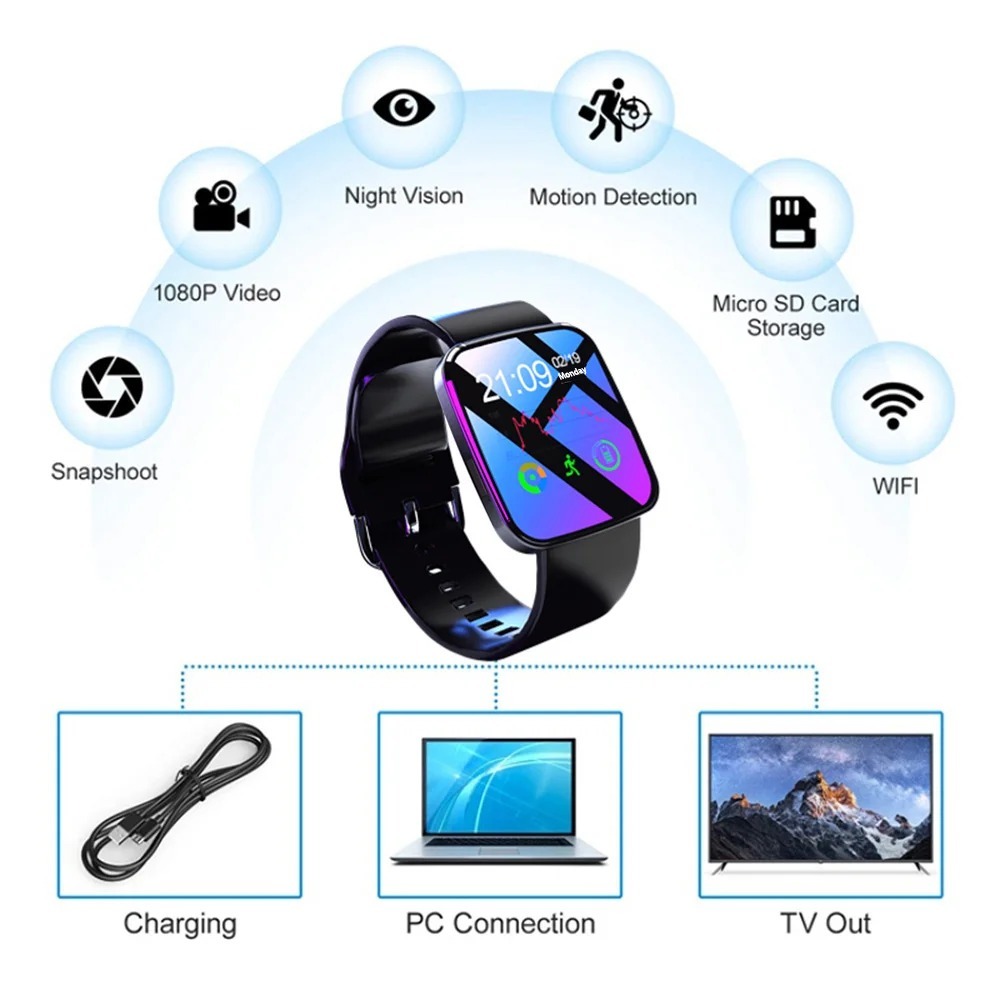 KAMERA PENGINTAI MINI TANPA KABEL CAMERA CCTV MINI KECIL JAM TANGAN KAMERA TERSEMBUNYI TANPA WIFI