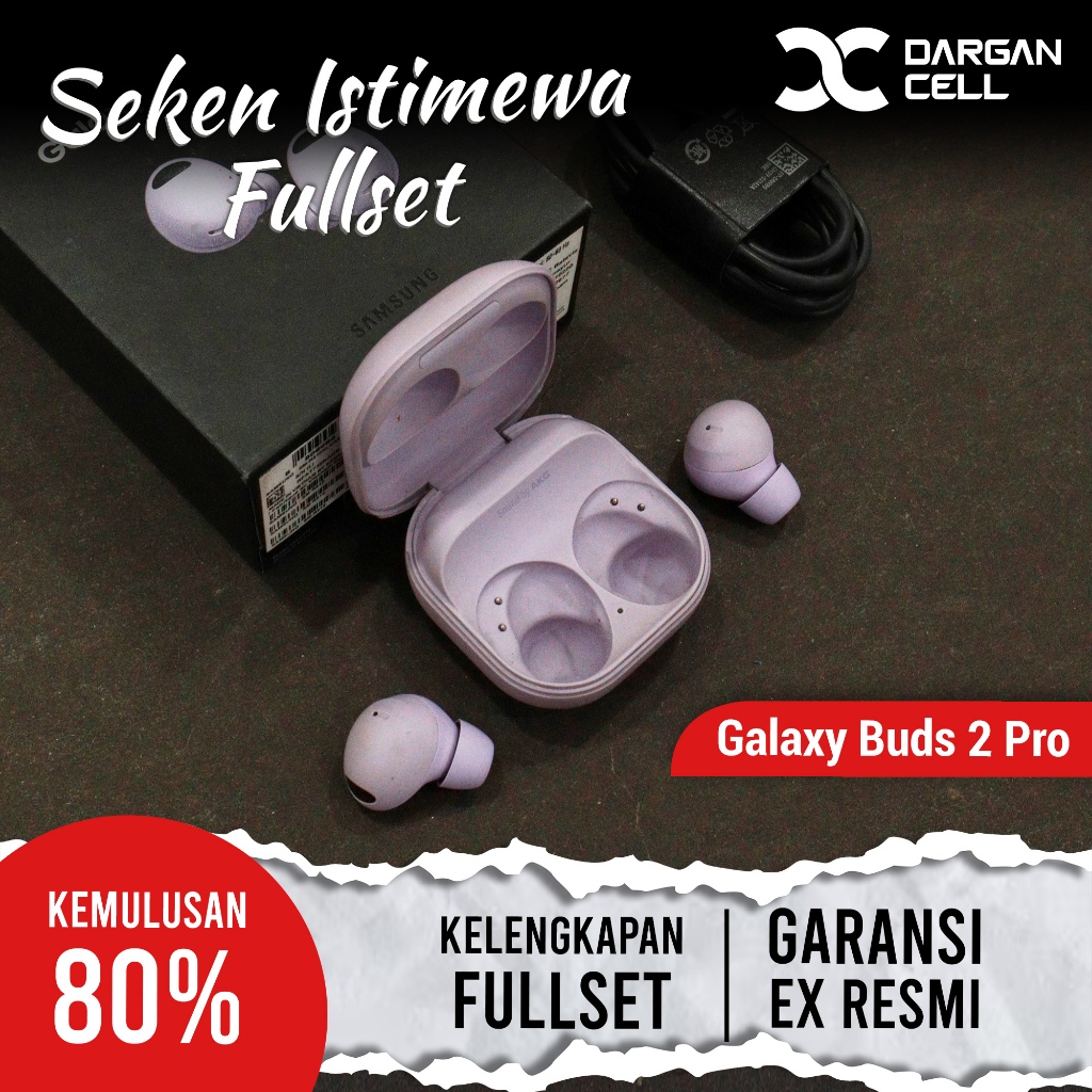 SEKEN ISTIMEWA GALAXY BUDS 2 PRO FULLSET SECOND GARANSI EX RESMI. WARNA PURPLE
