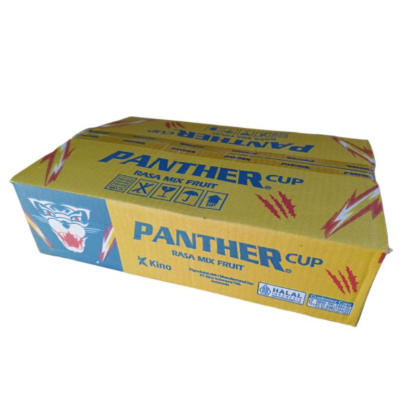 

minuman panther dan teh gelas harga per 1 dus isi 24 cup