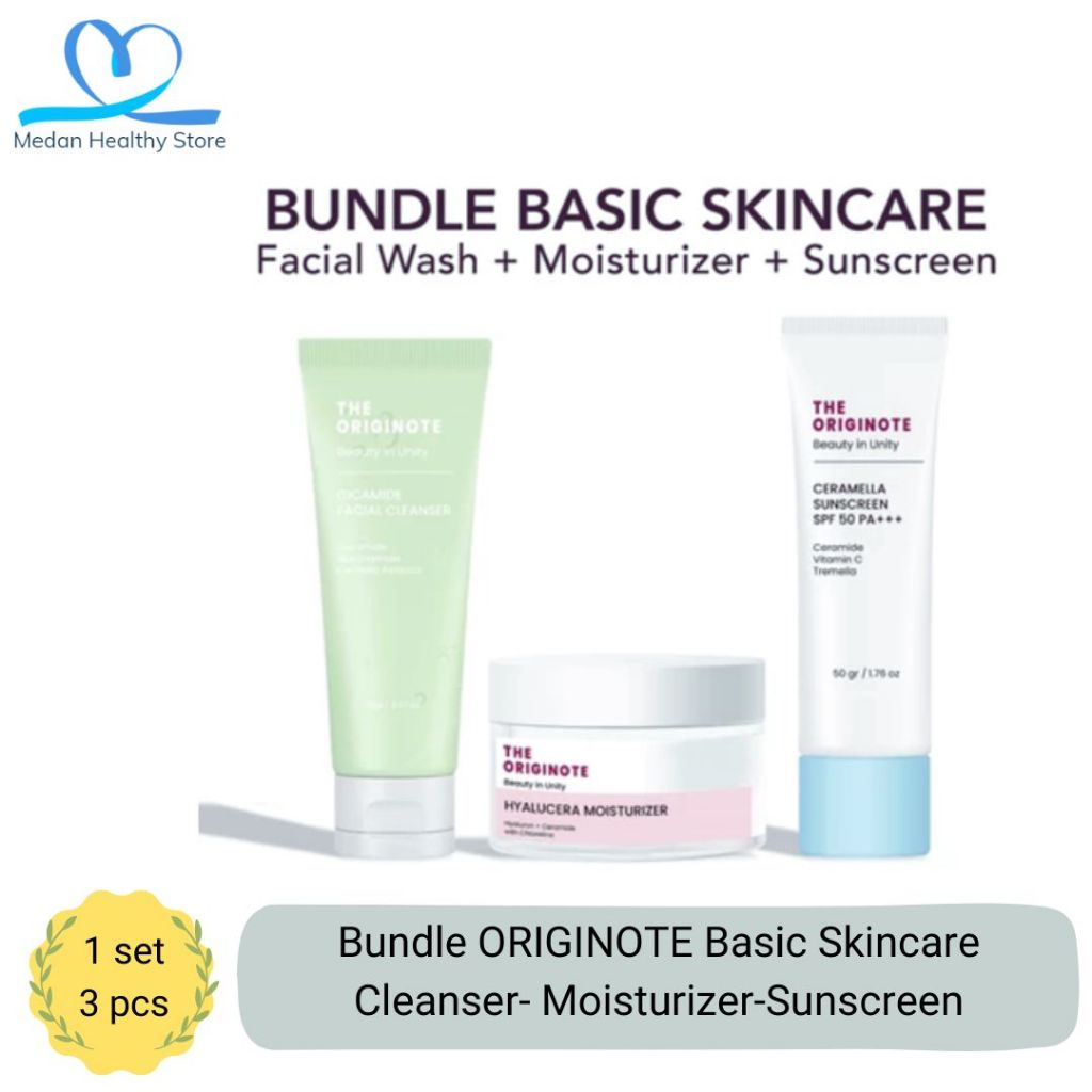 THE ORIGINOTE BUNDLE Basic Skincare 3 in 1 Cleanser-Moisturizer-Sunscreen - Paket Hemat Skincare