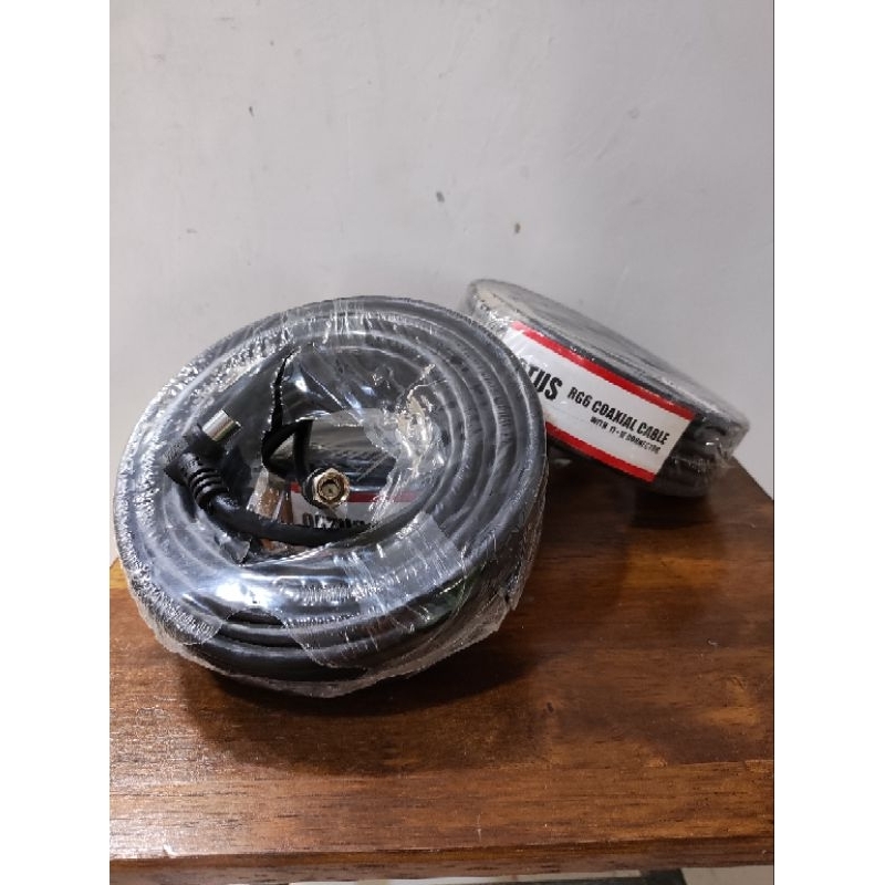 KABEL ANTENNA COAXIAL TV DIGITAL DENGAN 1T+1F KONEKTOR PANJANG 15MTR