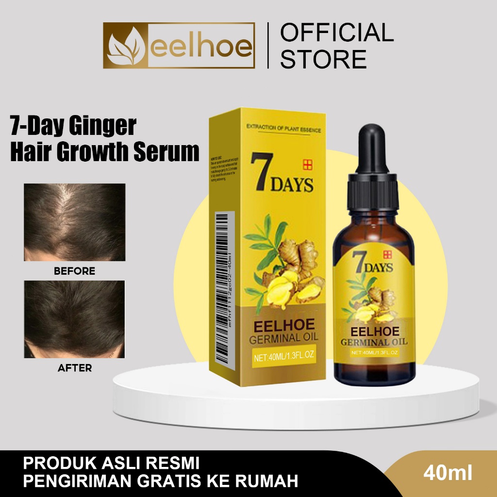 EELHOE 7 Days Ginger Germinal Oil 40ml Ginger Serum Rambut Rontok/Serum Penumbuh Rambut Cepat/Serum 