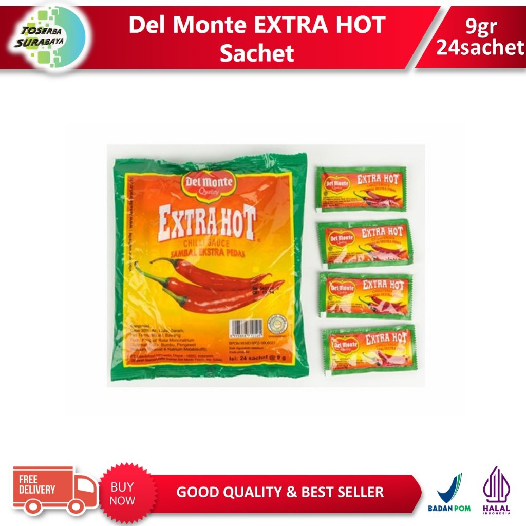 

DELMONTE EXTRA HOT SACHET (24x9gr) - Saus Sambal Extra Pedas DEL MONTE - Saos Pedas