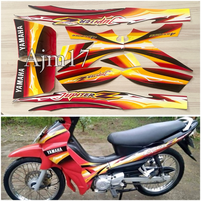 STIKER STRIPING MOTOR JUPITER Z 2004 MERAH
