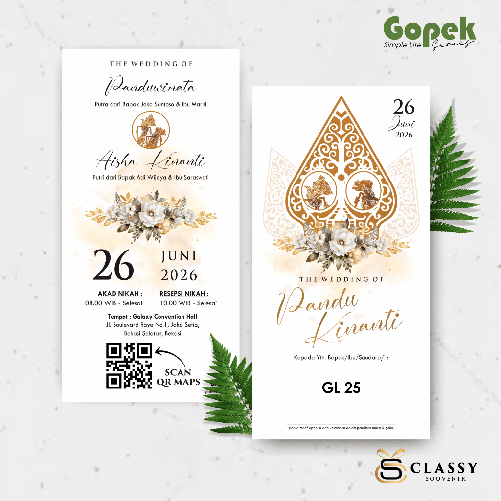 UNDANGAN PERNIKAHAN MURAH CUSTOM - UNDANGAN PERNIKAHAN AESTHETIC GOPEK LITE COLOUR